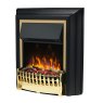 Dimplex Kingsley Brass Deluxe Electric Fire angled image of the electric fire on a white background