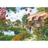 Gibsons Lakeside Cottage 500 Piece Puzzle image of the completed puzzle on a white background