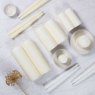 Wax Lyrical Unfragranced Ivory Pillar Candle lifestyle image of the different size candles