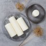 Wax Lyrical Unfragranced Ivory Pillar Candle lifestyle image of the different size candles