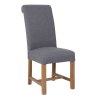 Scroll Back Dining Chair In Grey angled image of the chair on a white background