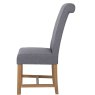 Scroll Back Dining Chair In Grey side on image of the chair on a white background