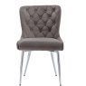 Button Back Grey Velvet Dining Chair front on image of the chair on a white background