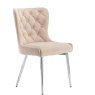 Button Back Taupe Velvet Dining Chair angled image of the chair on a white background
