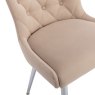 Button Back Taupe Velvet Dining Chair close up image of the chair on a white background
