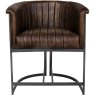 Leather & Iron Classic Tub Chair In Brown front on image of the chair on a white background