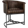Leather & Iron Classic Tub Chair In Brown angled image of the chair on a white background
