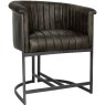 Leather & Iron Classic Tub Chair In Dark Grey angled image of the chair on a white background