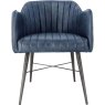 Leather & Iron Carver Tub Chair In Blue front on image of the chair on a white background