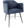 Leather & Iron Carver Tub Chair In Blue angled image of the chair on a white background