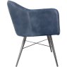 Leather & Iron Carver Tub Chair In Blue side on image of the chair on a white background