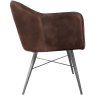 Leather & Iron Carver Tub Chair In Brown side on image of the chair on a white background