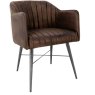 Leather & Iron Carver Tub Chair In Brown angled image of the chair on a white background