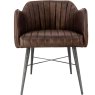 Leather & Iron Carver Tub Chair In Brown front on image of the chair on a white background