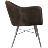 Leather & Iron Carver Tub Chair In Dark Grey side on image of the chair on a white background
