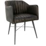 Leather & Iron Carver Tub Chair In Dark Grey angled image of the chair on a white background