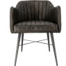 Leather & Iron Carver Tub Chair In Dark Grey front on image of the chair on a white background