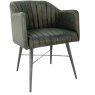 Leather & Iron Carver Tub Chair In Light Grey angled image of the chair on a white background