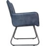 Leather & Iron Chair In Blue side on image of the chair on a white background