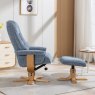 Sardinia Ocean Fabric Chair And Stool Set side on lifestyle image of the chair and stool