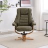 Sardinia Olive Green Leather Chair And Stool Set lifestyle image of the front of the chair