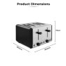 Tower Sera 4 Slice Toaster Black Dimensions