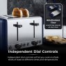 Tower Sera 4 Slice Toaster Midnight Blue Independent Dial Controls