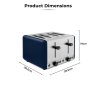 Tower Sera 4 Slice Toaster Midnight Blue Dimensions