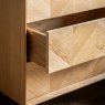 Herringbone 6 Drawer Sideboard lifestyle image of the sideboard close up of open drawer