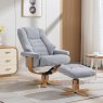 Aldiss Own Sardinia Swivel Recliner Chair & Stool in Dove Fabric
