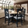 Aldiss Own Heritage Editions Blue 1.5m Round Dining Table with 4 Upholstered Dining Chairs