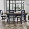 Aldiss Own Heritage Editions Blue 2.25m Extending Oval Dining Table and 6 Ladder Back Chairs