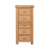 Gloucester Oak Tall 5 Drawer Chest front on image of the chest on a white background