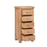 Gloucester Oak Tall 5 Drawer Chest angled image of the chest with open drawers on a white background