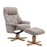 Aldiss Own Dubai Swivel Recliner Chair & Stool in Plush Pebble
