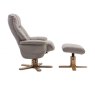 Aldiss Own Dubai Swivel Recliner Chair & Stool in Plush Pebble