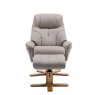 Aldiss Own Dubai Swivel Recliner Chair & Stool in Plush Pebble