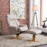 Aldiss Own Dubai Swivel Recliner Chair & Stool in Plush Pebble