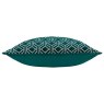 Paoletti Avenue Teal Velvet Jacquard Cushion side view
