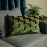 Paoletti Delano Teal And Gold Velvet Jacquard Cushion lifestyle