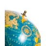 McGowan Rutherford Large Blue Globe On Brass And Wood Stand close up