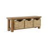 Chester Bench With Baskets white background drawers open