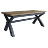 Heritage Editions Blue 2m Cross Leg Fixed Table on a white background