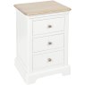Broadway 3 Drawer Bedside Table In White on a white background