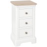 Broadway 3 Drawer Compact Bedside Table In White on a white background