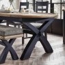Heritage Editions Blue 2m Fixed Dining Table And 4 Upholstered Chairs white background lifestyle image