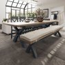 Aldiss Own Heritage Editions Blue 2m Fixed Dining Table and 4 Wooden Chairs