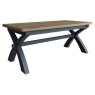 Heritage Editions Blue 2m Fixed Dining Table And 6 Wooden Chairs white background