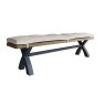 Heritage Editions Blue 2m Crossed Leg Dining Bench on a white background