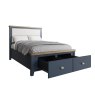 Heritage Editions Blue Double Bed With Fabric Headboard And End Drawers on a white background